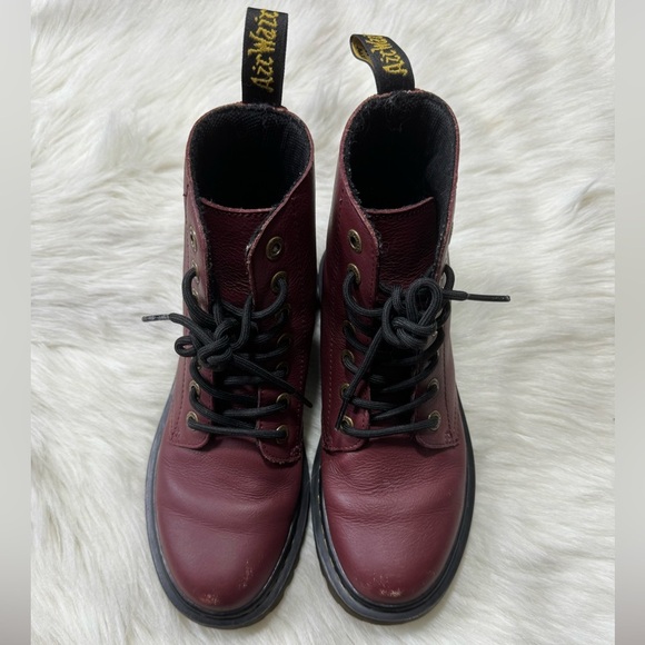 Dr Martens Cherry Red Leather Lace Up Boots Luana Airwair Doc - Picture 2 of 7